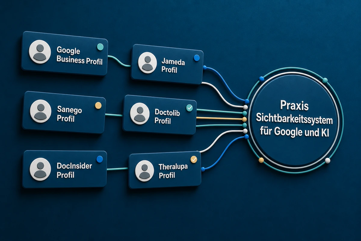 Vernetzte Online-Profile als Sichtbarkeitssystem für eine Praxis in Google und KI